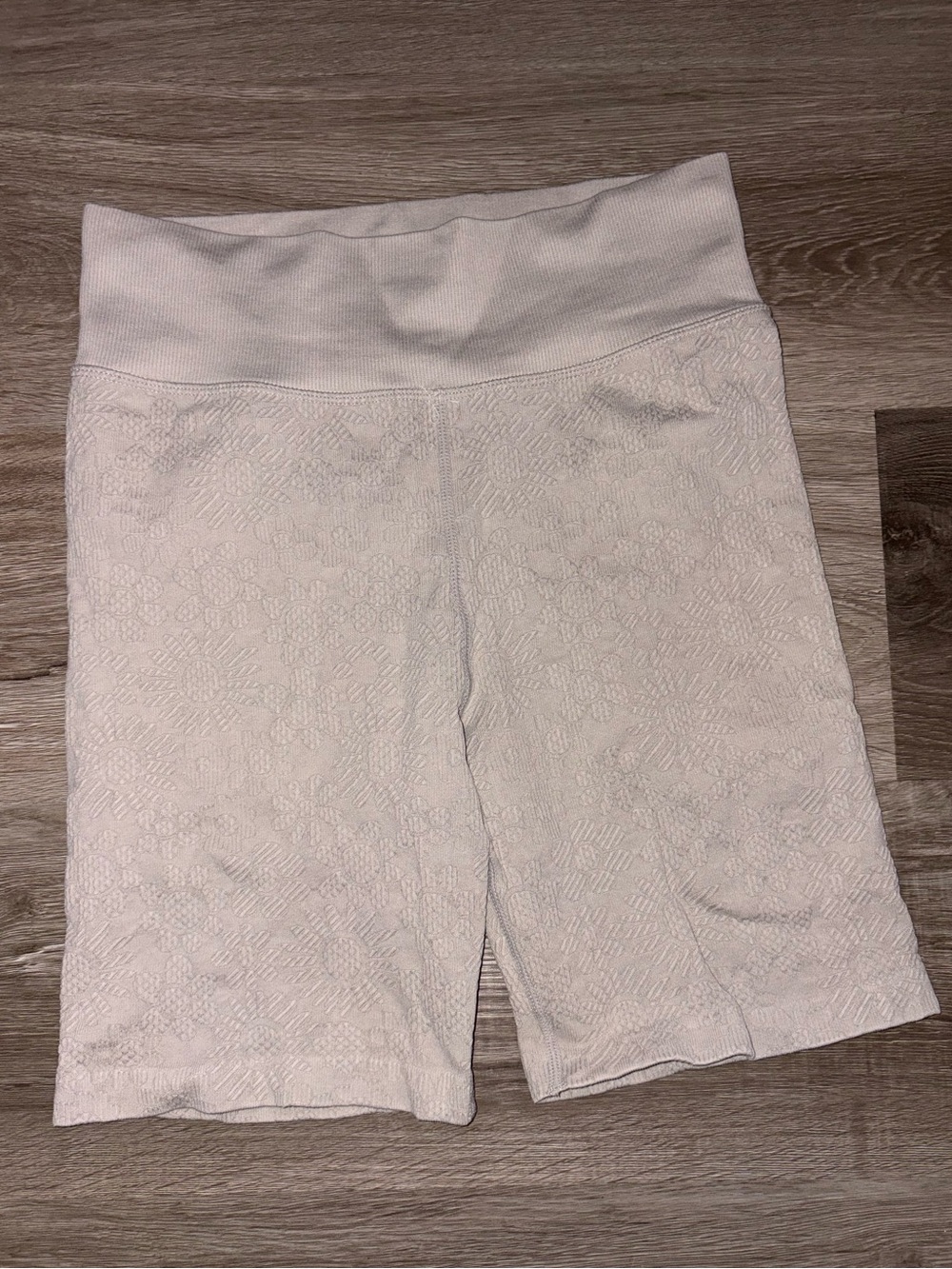 aerie Stone High-Rise Textured Bike Shorts